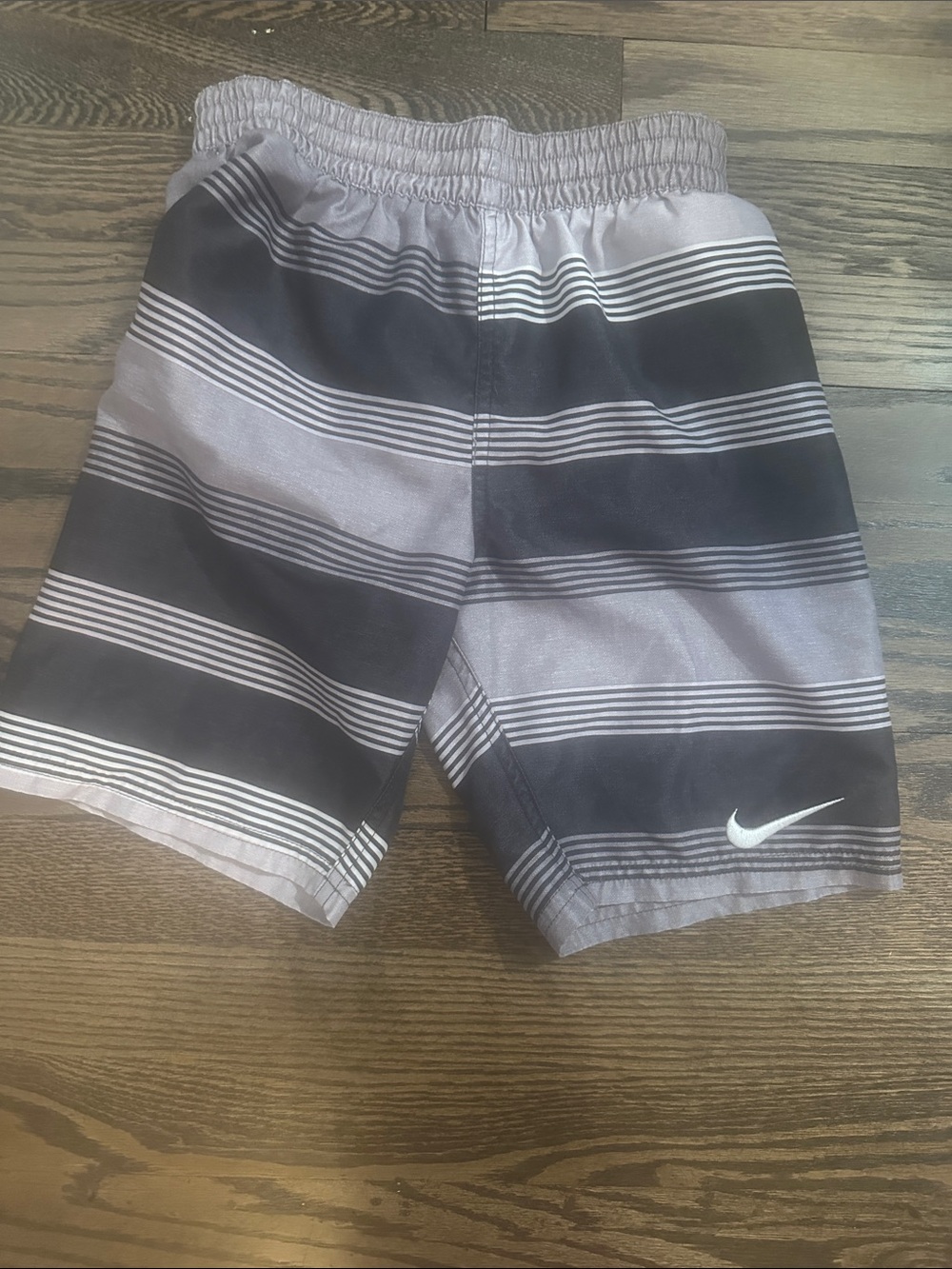 Nike Black and Gray Striped Swim Shorts
